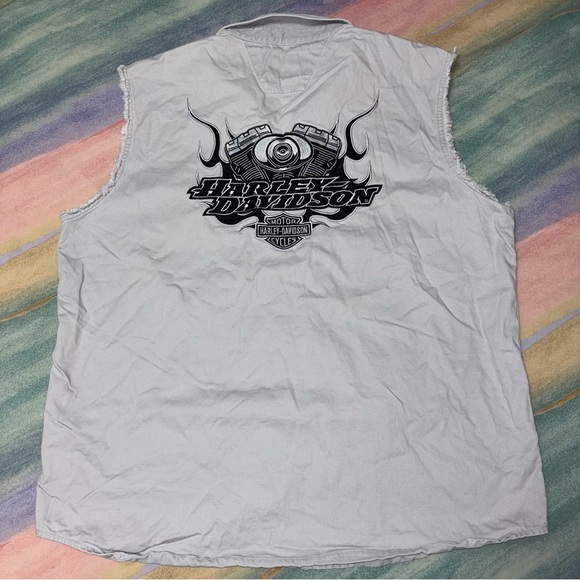 Harley-Davidson Gray Sleeveless Shirt double-sided men’s size XL shield back - Picture 5 of 7